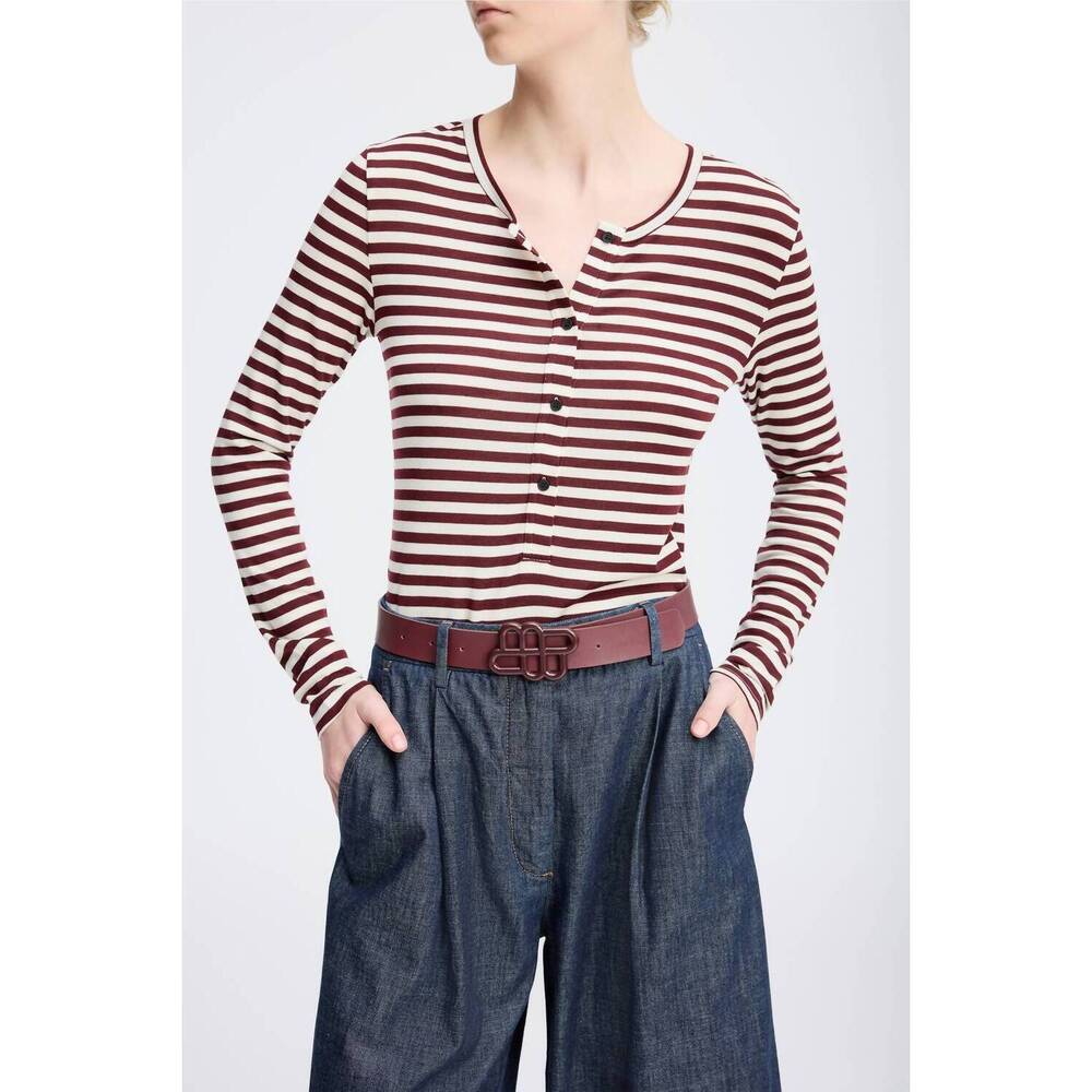 NEW MUNTHE levoma sripe henley top in bordeaux
